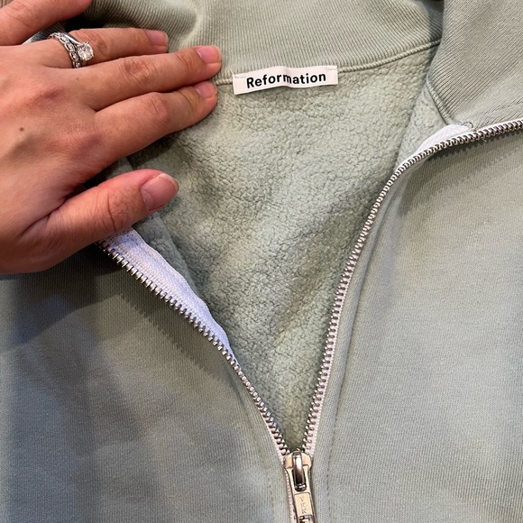 Reformation Hampton Sweat Dress in Sage Green - Picture 3 of 8